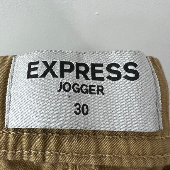EXPRESS Brown Jogger Pants Cotton Drawstring Elastic Waist Casual Size 30 - Picture 7 of 9